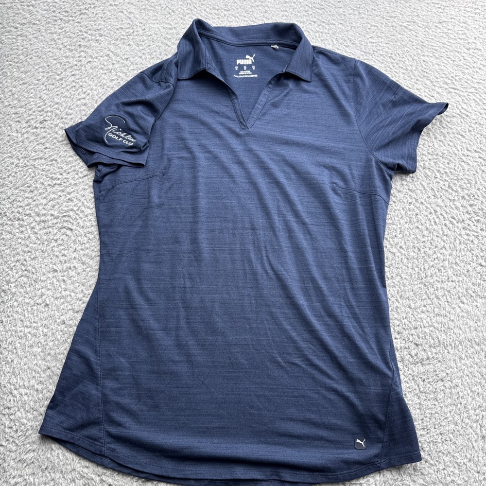 PUMA Golf Shirt Top Polo Womens Medium Blue Nicklaus Golf Club 597695-10